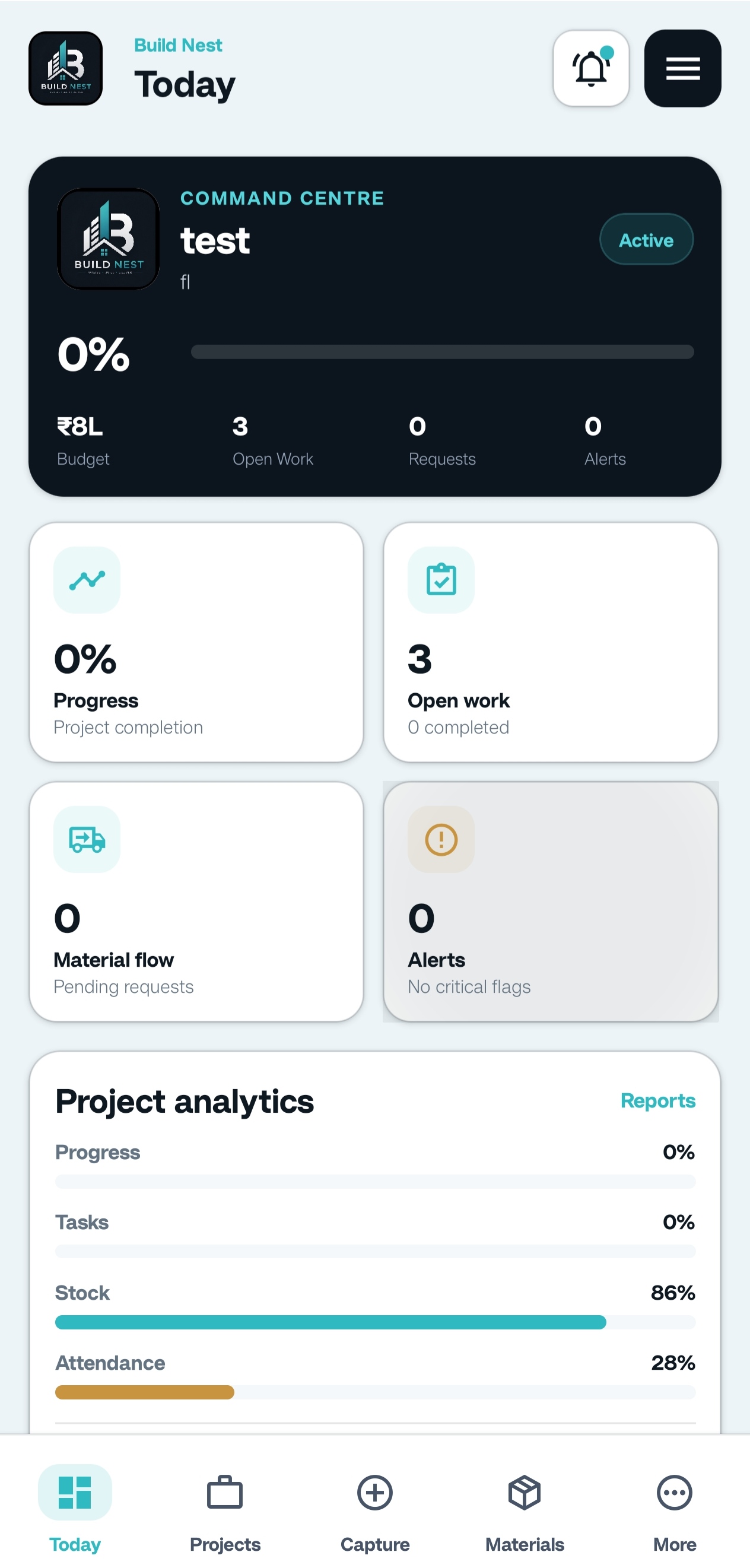 Today command centre mobile app screenshot