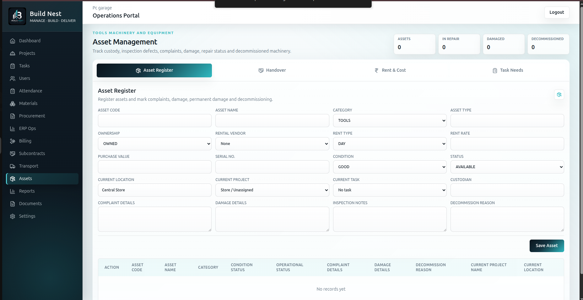 Assets screenshot