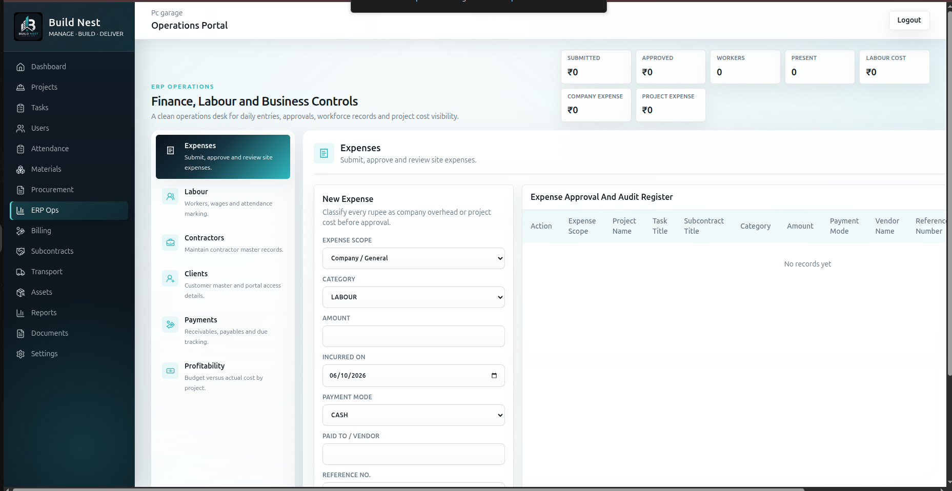 ERP Operations screenshot
