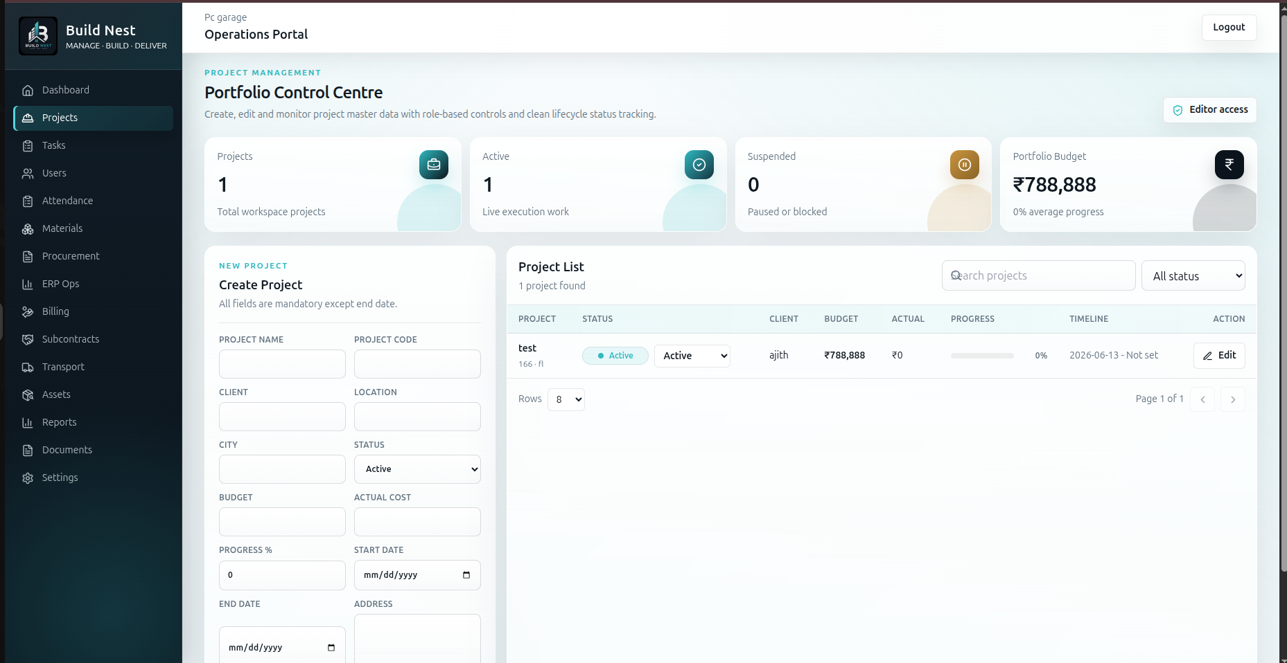 Project Management screenshot
