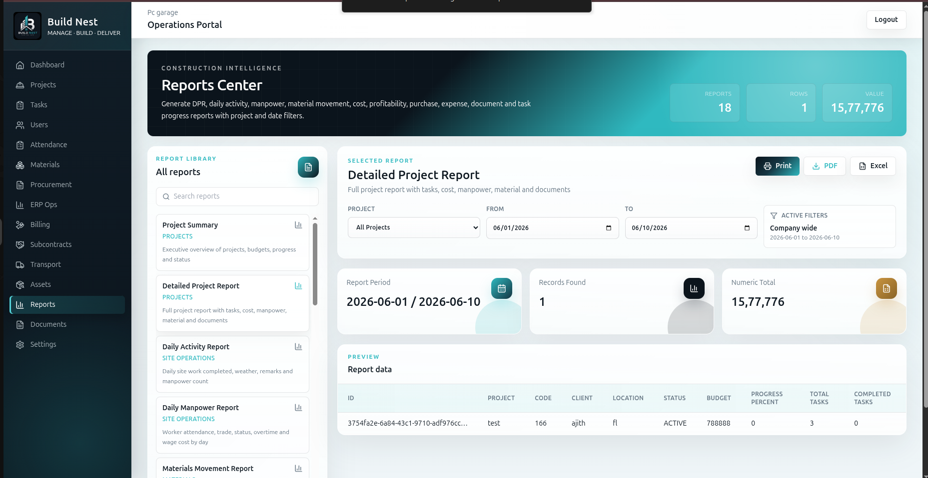 Reports screenshot