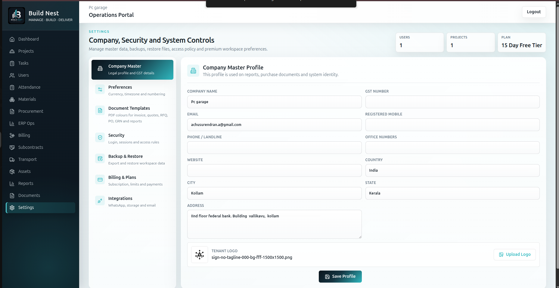 Settings screenshot